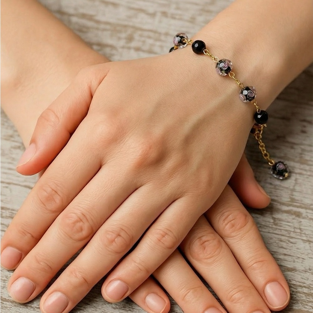 Elegant Gold and Black Bracelet